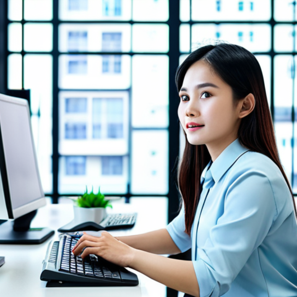 **A young Vietnamese marketer in a modern, bright office, fully clothed in professional attire, working on a computer with data analytics dashboards displayed. Focus on the energetic and engaged expression. Safe for work, appropriate content, professional, perfect anatomy, natural proportions.**