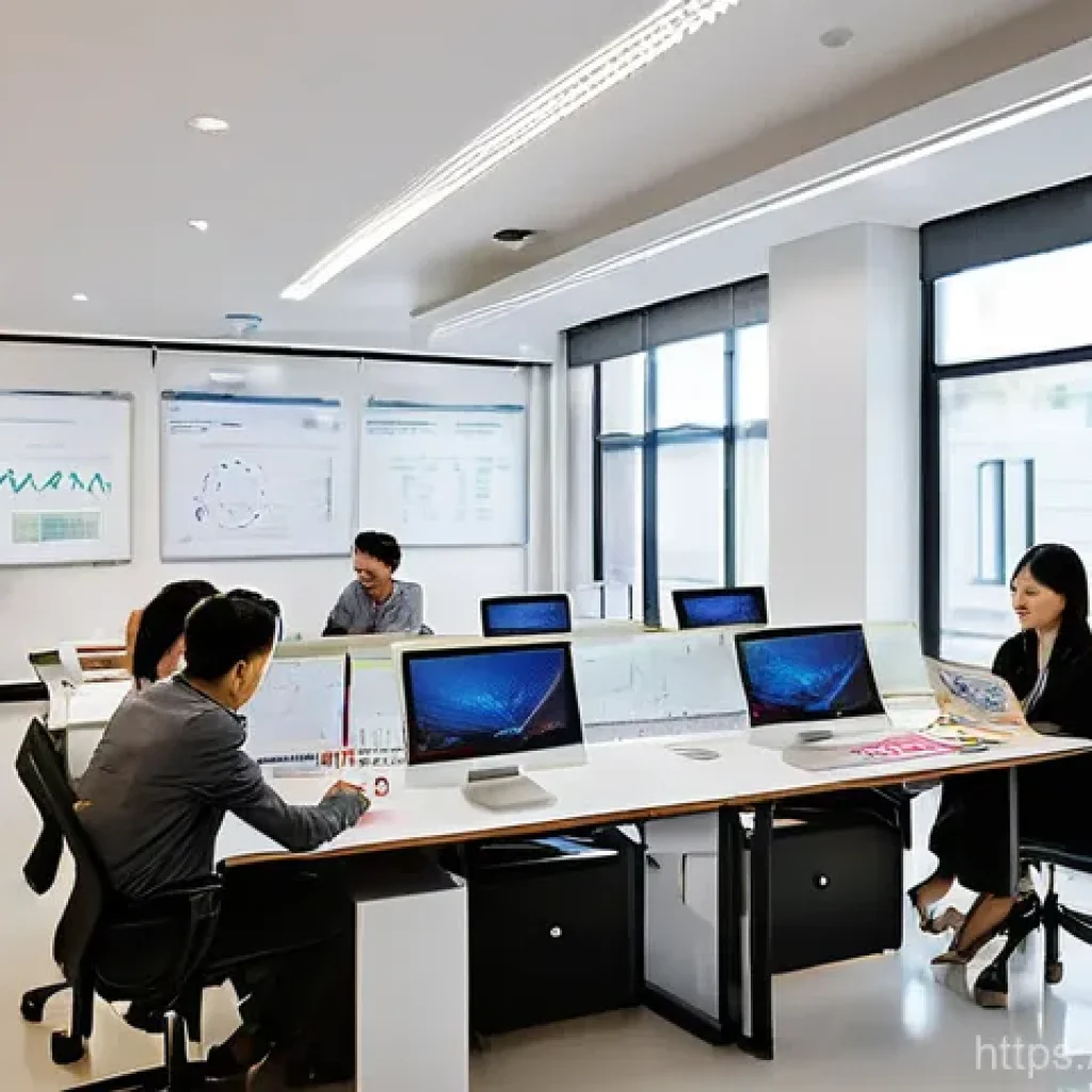 광고홍보사와 글로벌 광고 캠페인 - **Prompt:** A dynamic and modern advertising agency office in a bustling Vietnamese city, such as Ho...