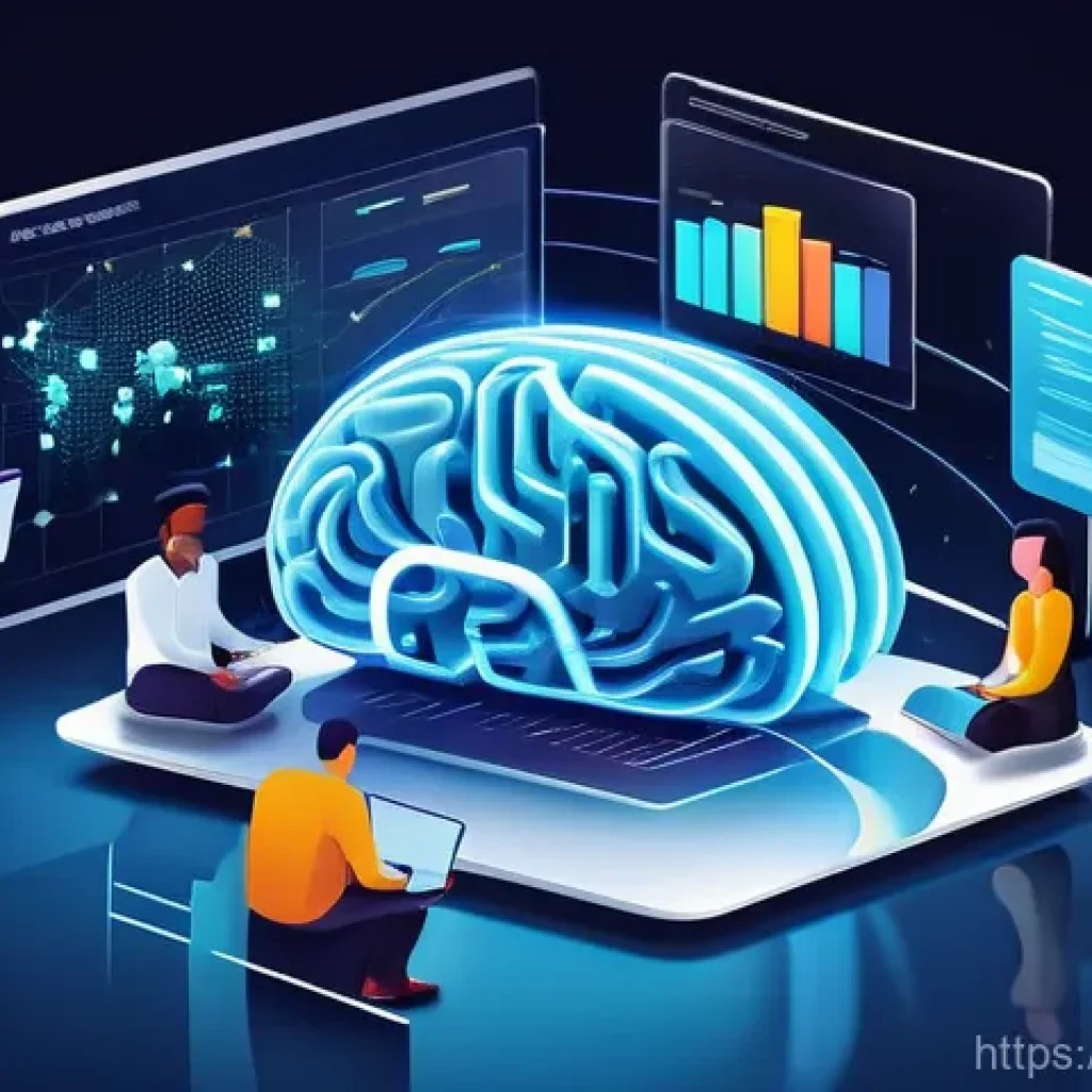 광고홍보사와 빅데이터 활용 광고 - A vibrant, high-tech illustration depicting the power of Big Data in understanding customers. In the...