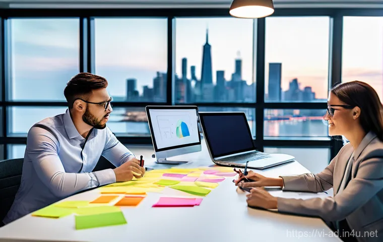 광고홍보사와 미디어 바잉 프로세스 - **Prompt 1: Dynamic Agency Brainstorm Session**
"A diverse team of young, energetic marketing pr...