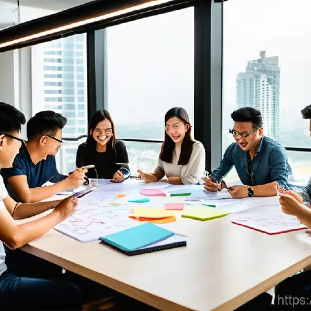 광고홍보사와 광고 크리에이티브 워크샵 - **Prompt 1: Dynamic Creative Workshop in Ho Chi Minh City**
"A vibrant, high-energy scene inside...