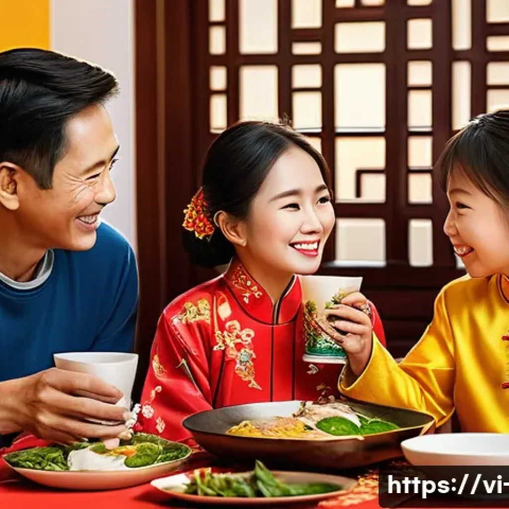광고홍보사와 성공적인 광고 구성 요소 - **Prompt 1: A Vietnamese Family's Tết Reunion**
A heartwarming and brightly lit scene depicting ...