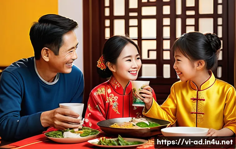 광고홍보사와 성공적인 광고 구성 요소 - **Prompt 1: A Vietnamese Family's Tết Reunion**
A heartwarming and brightly lit scene depicting ...