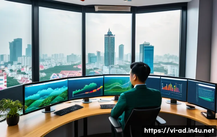 광고홍보사와 데이터 기반 디지털 광고 성공 전략 - A modern Vietnamese digital marketing office scene, featuring a diverse team of young professionals ...