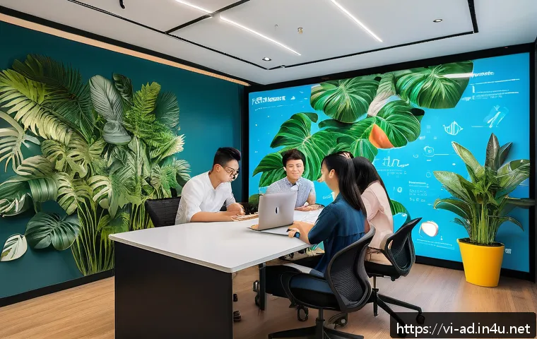 광고홍보사와 브랜드 캠페인 성과 - A vibrant digital marketing office scene in Ho Chi Minh City, Vietnam, featuring a young Vietnamese ...