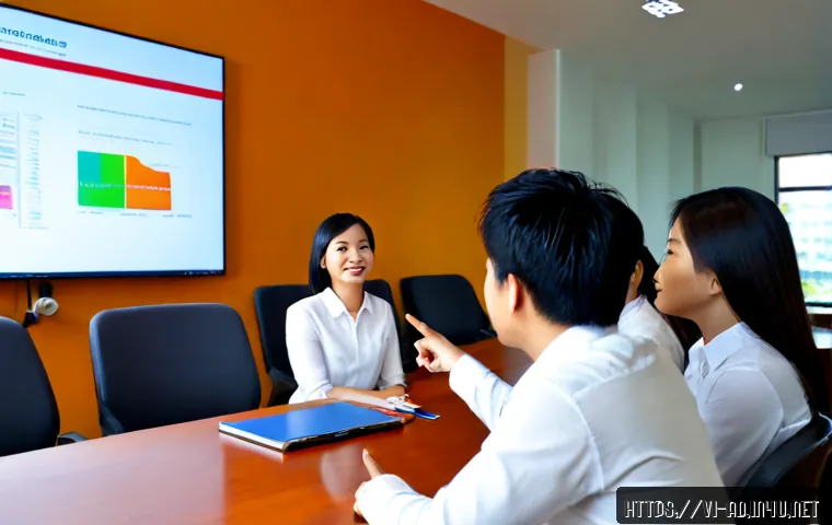 광고홍보사와 TV 광고 효과 극대화 - Photorealistic Vietnamese advertising agency strategy meeting in a bright modern Ho Chi Minh City of...