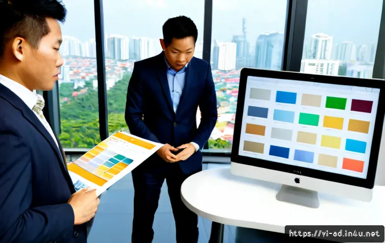 Home 17 광고홍보사와 광고 실행 프로세스 - Photorealistic Vietnamese advertising agency team in a modern Ho Chi Minh City office, diverse young...